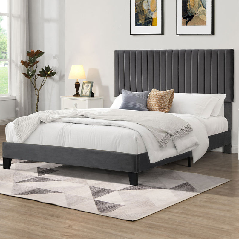 Levede Bed Frame Queen Size Mattress Grey-1954802931446452230