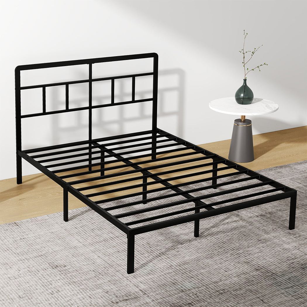 Levede Double Bed Frame Metal Base Platform Headboard Heavy Duty Mass Storage-2102558126015385606