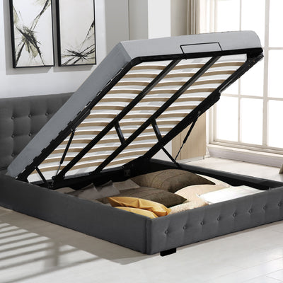 Levede Fabric Bed Frame King Tufted Dark Grey-1954802922613248006