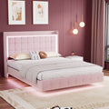 Evangeline King Floating LED Bed Frame - Pink