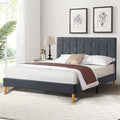 Marlow Double Bed Frame with Velvet Upholstery – Grey