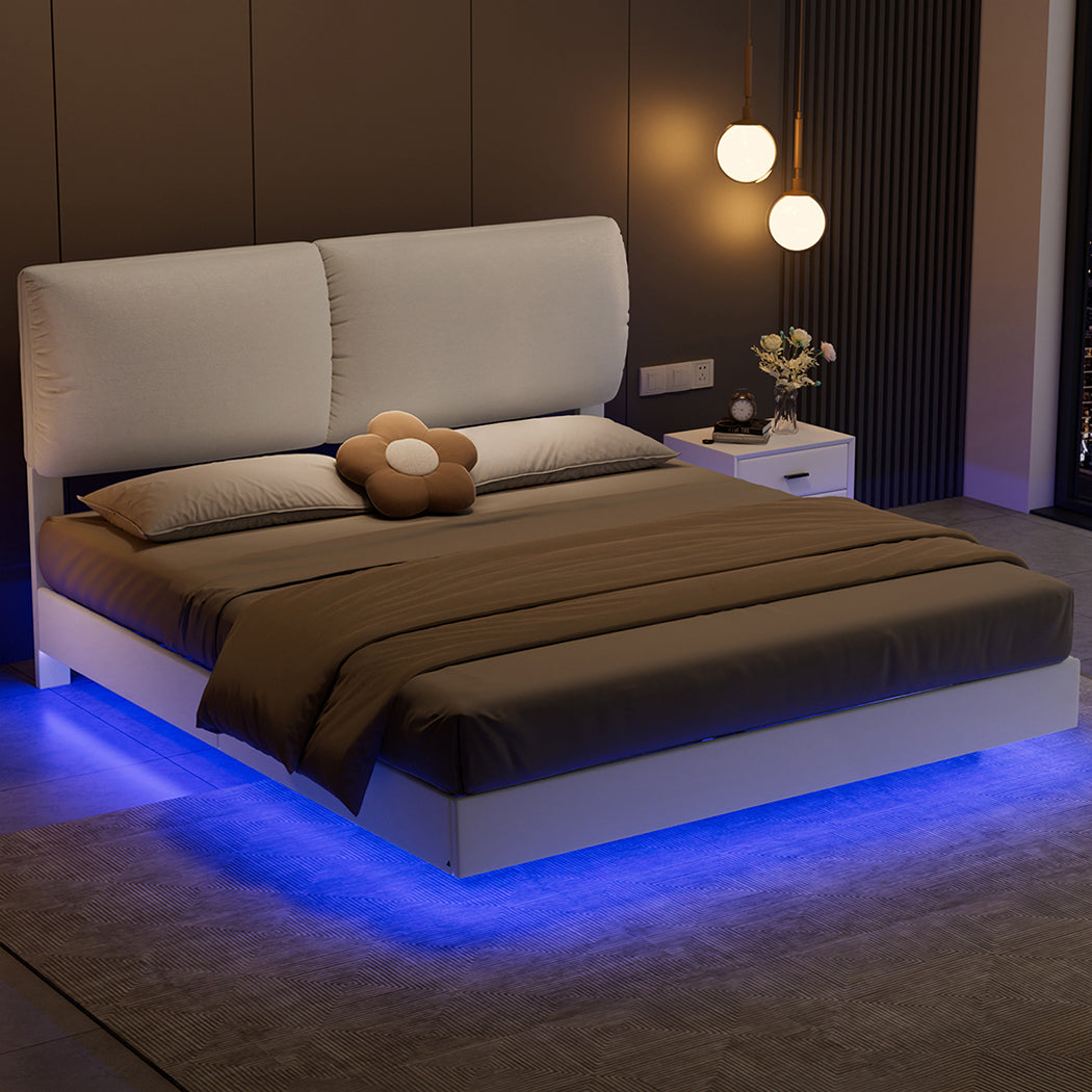 Levede Floating Bed Frame With RGB LED Light Headboard Base Platform King-2109793967049674759