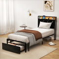 Waverton Single Storage Bed with LED Headboard – Black