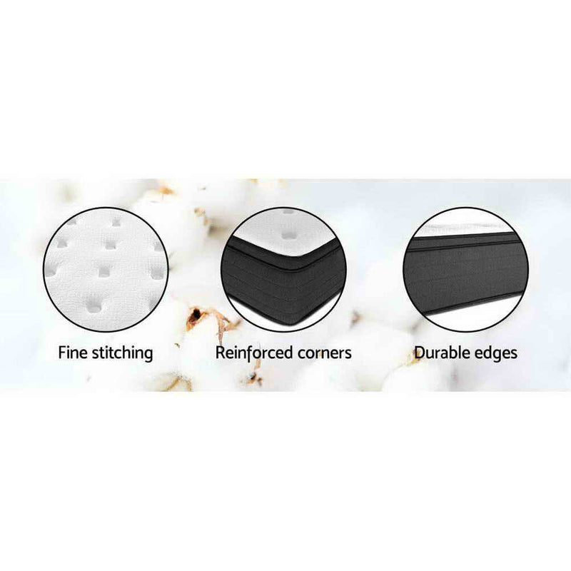 Eve Euro Top Pocket Spring Mattress 34cm Thick - Double showing fine stitching, reinforced corners, and durable edges.