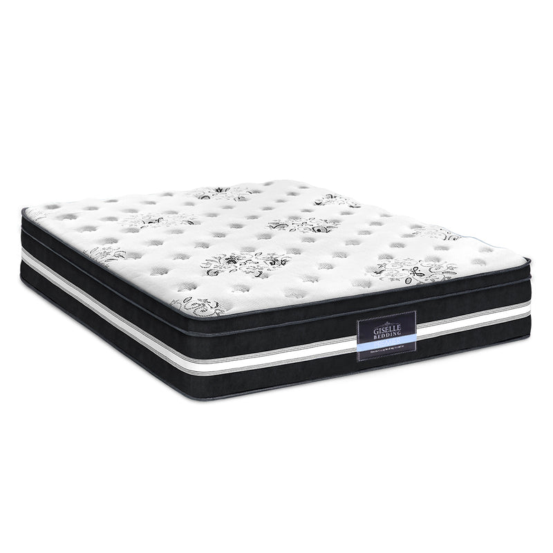Donegal Euro Top Cool Gel Pocket Spring Mattress 34cm Thick - King with plush white quilted top and black side panels