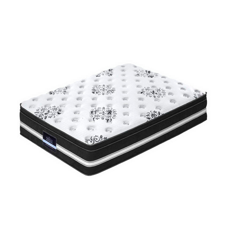 Donegal Euro Top Cool Gel Pocket Spring Mattress 34cm Thick - Single with patterned quilted top and black side panels