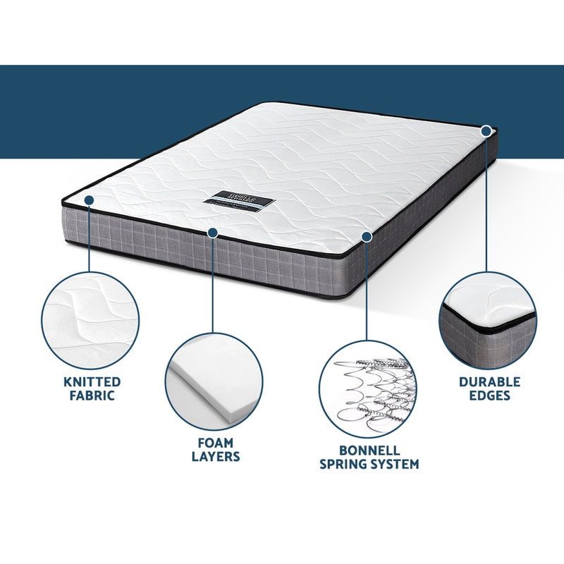 Alessio Series Tight Top Mattress 13CM Thick - King Single with knitted fabric, foam layers, Bonnell spring system, and durable edges