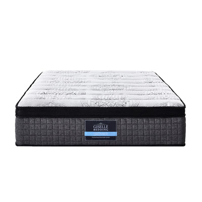 Marc Series Euro Top Mattress 34cm Thick - Double with quilted white top and dark gray padded sides, front view