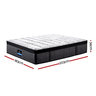 King Comfort Package | Marc Series Euro Top Mattress (Medium Firm), Deluxe Pillowtop Topper with quilted dark gray base and white top, 34cm height