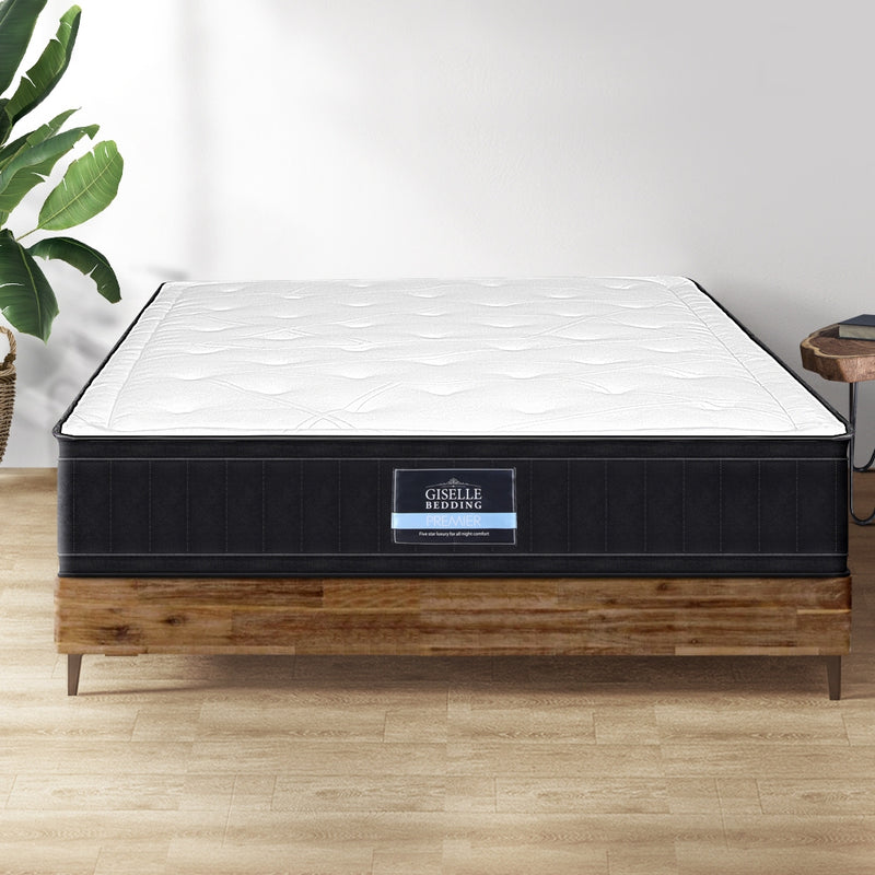 Aletta Series Euro Top Pocket Spring Mattress 32cm Thick - Queen on wooden bed frame in minimalist bedroom setting