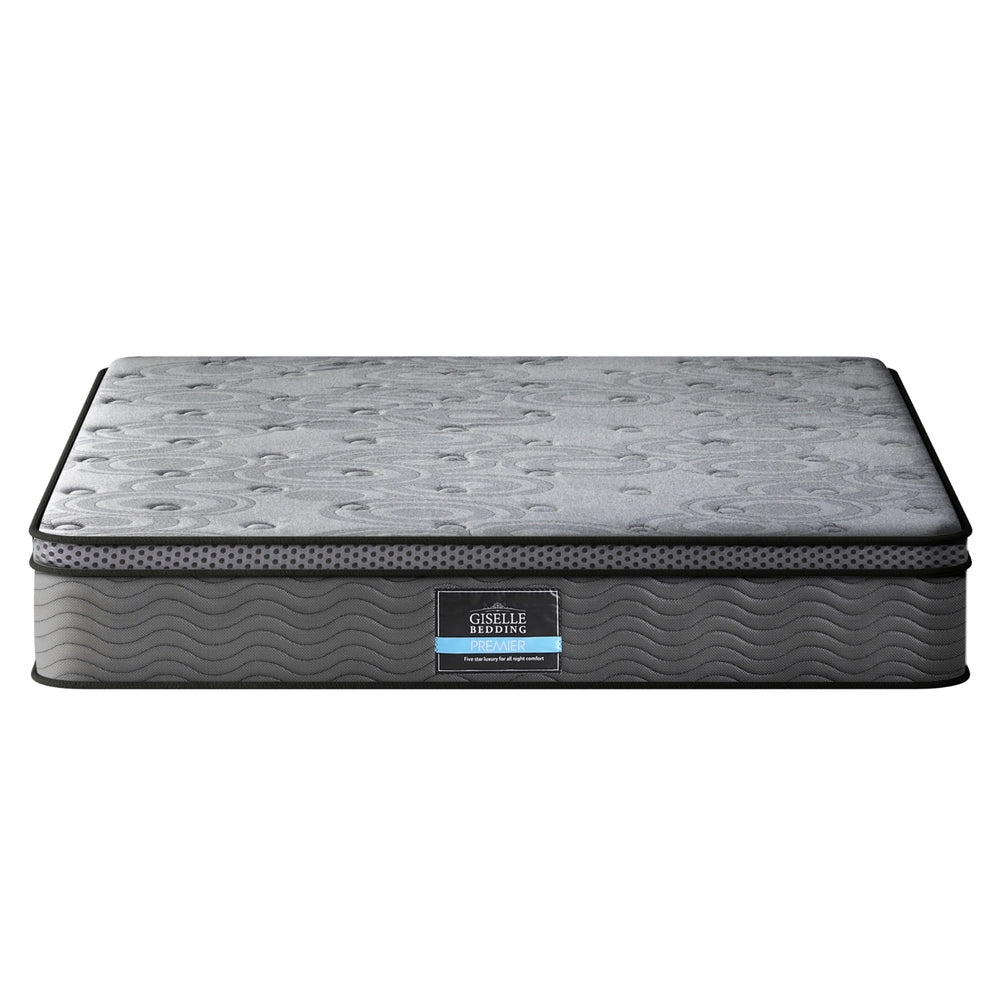 Reverie Series Euro Top Mattress 26cm Thick - Queen with gray quilted cover and medium firm support for bedroom furniture