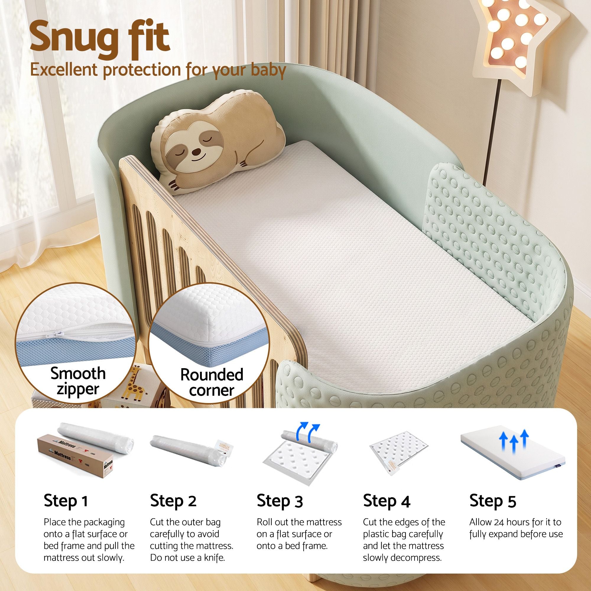 Cot Mattress 11cm Thick with Tencel Cover - White