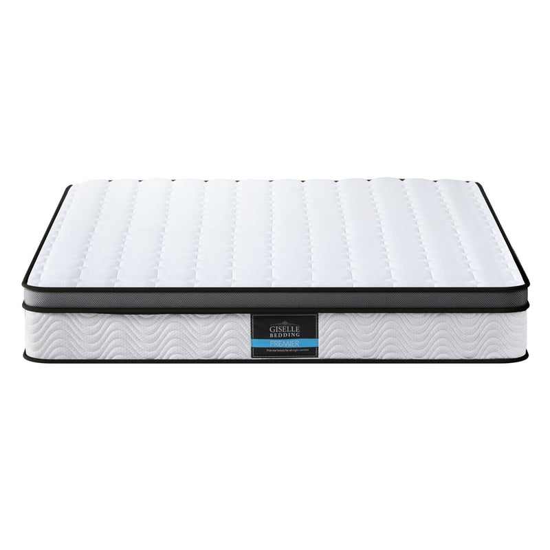 Sorrento Cool Gel Memory Foam Mattress 25cm Thick - Queen with white quilted top and black trim on white background