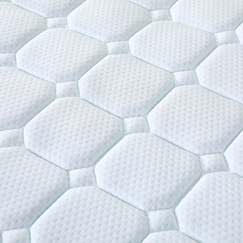 Close-up of hexagon quilted surface texture on the Sorrento Cool Gel Memory Foam Mattress 25cm Thick - Queen.