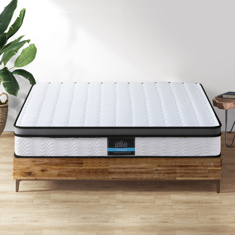 Sorrento Cool Gel Memory Foam Mattress 25cm Thick - Queen on wooden bed frame in bright bedroom setting