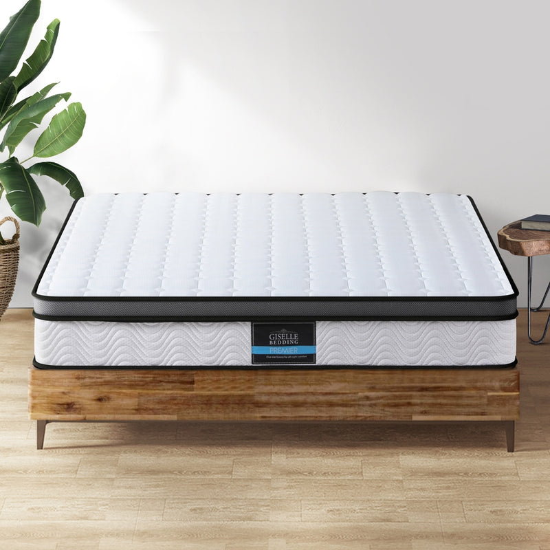 Sorrento Cool Gel Memory Foam Mattress 25cm Thick - Queen on wooden bed frame in bright bedroom setting