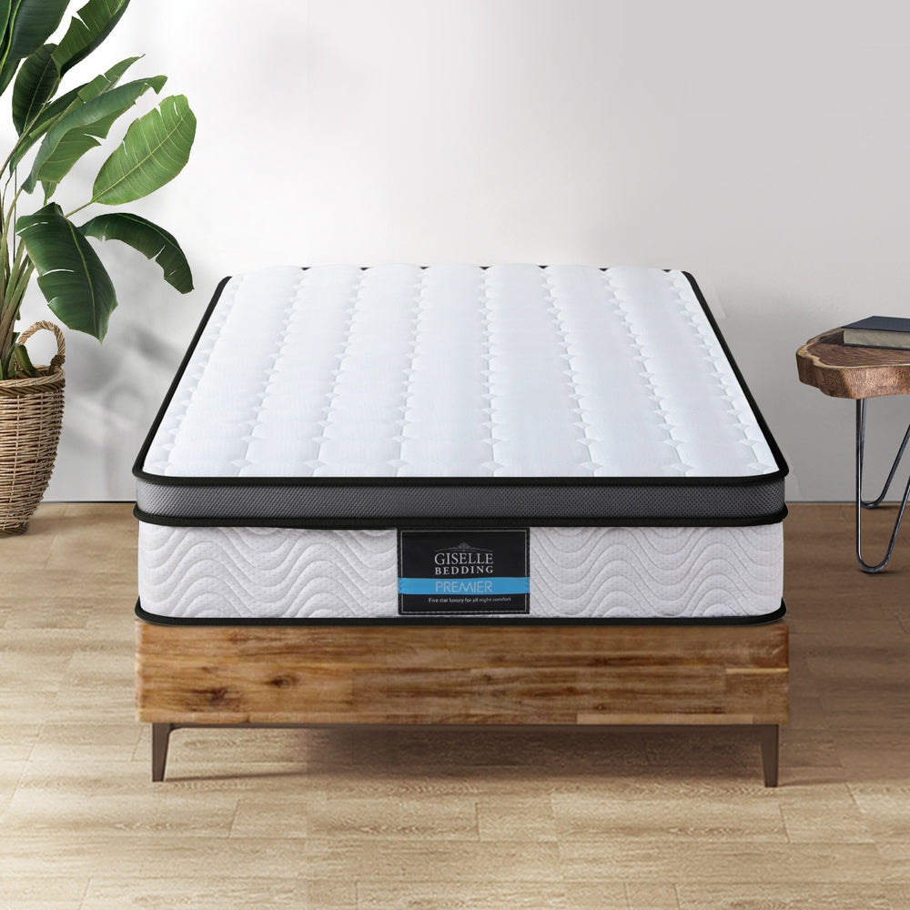 Sorrento Cool Gel Memory Foam Mattress 25cm Thick - Single on wooden bed frame in minimal bedroom setting