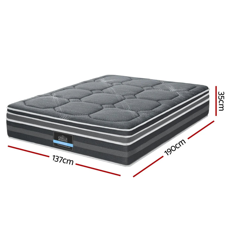 Double Comfort Package | Platinum Series Dual Euro Top Mattress (Medium Firm) 35cm thickness in gray with striped edges and label