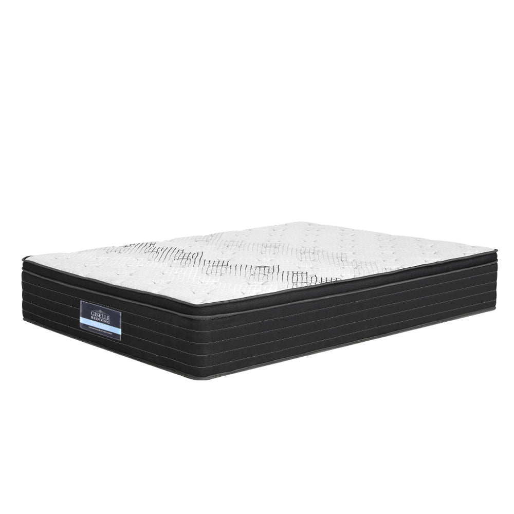 Adara Series Super Firm Pocket Spring Mattress 32cm Thick - Double with black sides and white quilted top surface
