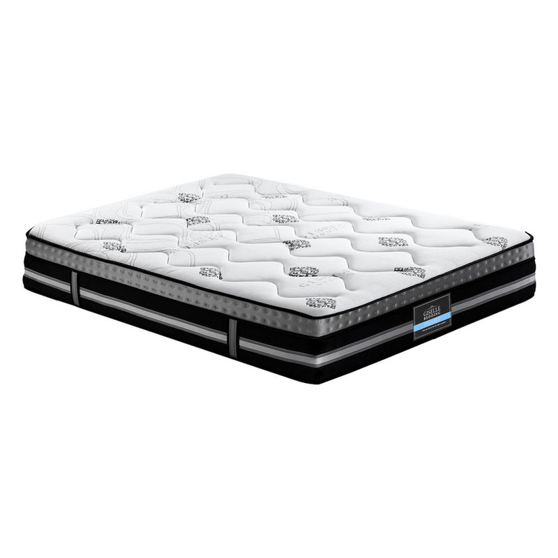 Galaxy Euro Top Cool Gel Mattress 35cm Thick - Double with quilted top and breathable black and white side panels on white background