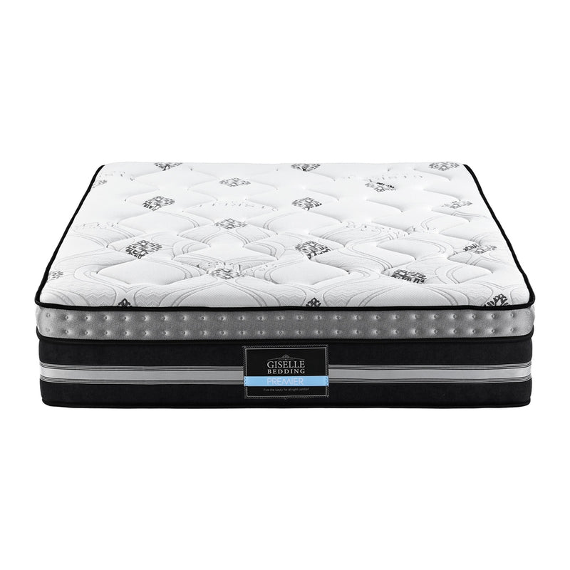 Galaxy Euro Top Cool Gel Mattress 35cm Thick - King with quilted top and black and gray sides, displayed on white background