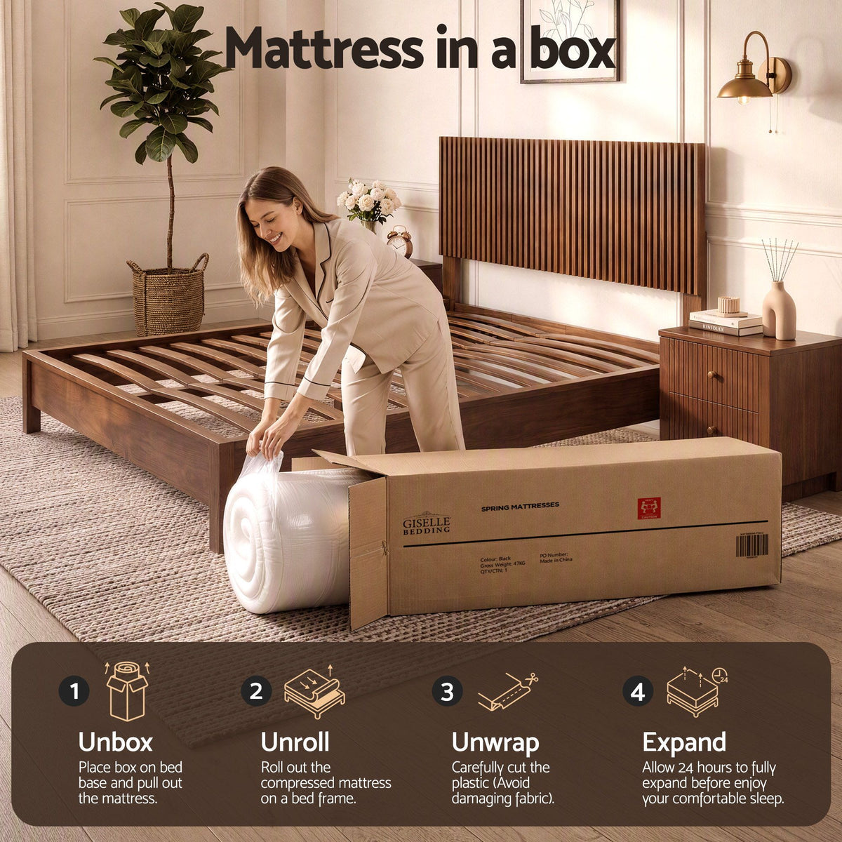 25cm Double Hybrid Mattress with Gel Foam and Edge Support - White