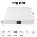 25cm King Hybrid Mattress with Soft Knitted Fabric and Gel Foam Edge Support - White