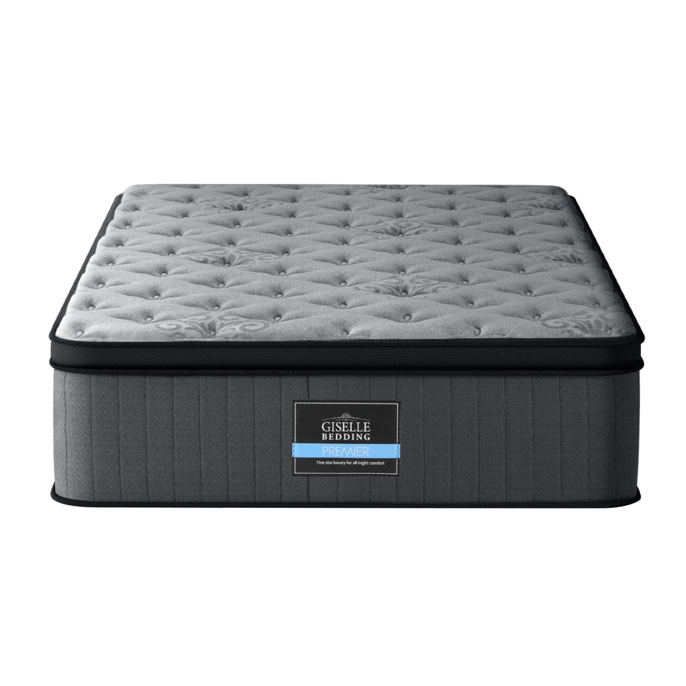 Solene Series Euro Top Mattress 34cm Thick - King Single with plush gray tufted top and sturdy gray base