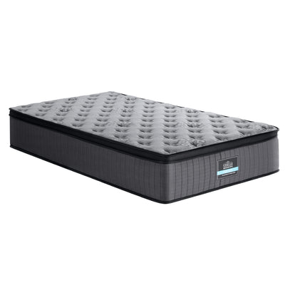 Solene Series Euro Top Mattress 34cm Thick - King Single with plush quilted top and medium firm support in gray fabric
