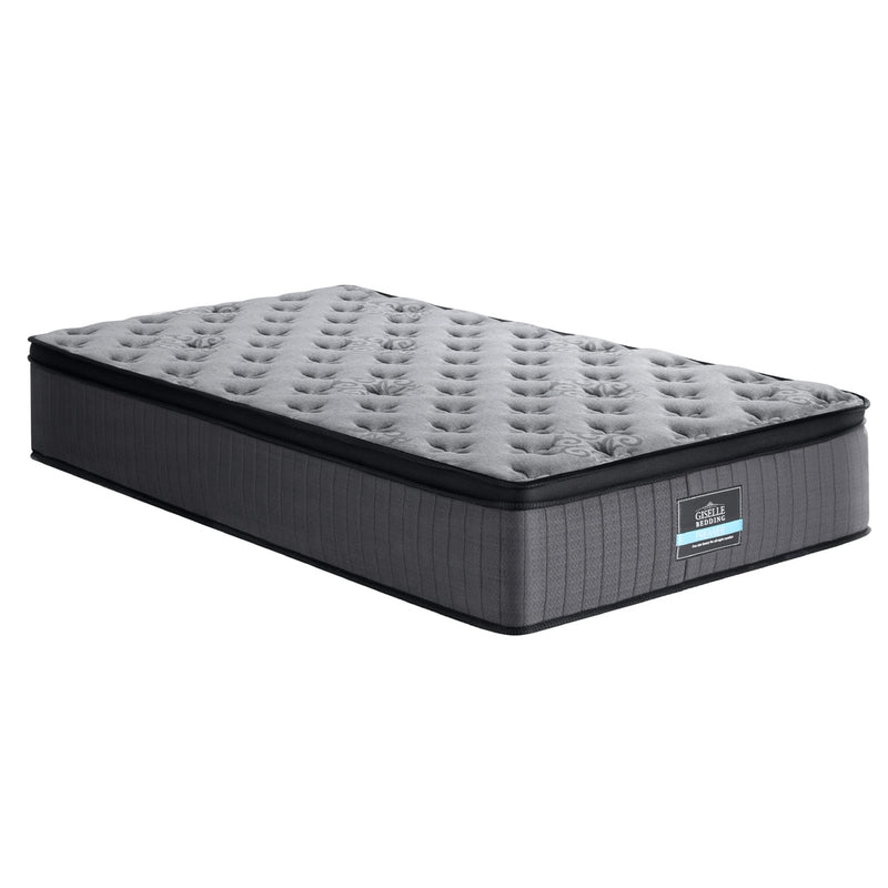 Solene Series Euro Top Mattress 34cm Thick - King Single with plush quilted top and medium firm support in gray fabric
