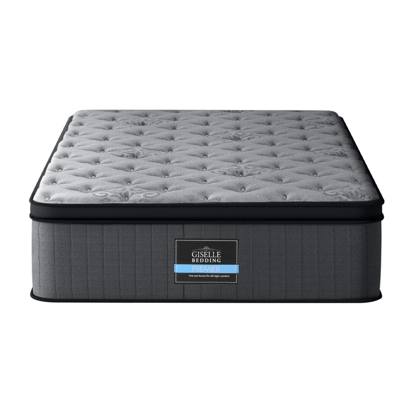 Solene Series Euro Top Mattress 34cm Thick - Single in gray with plush top and firm support, shown on white background