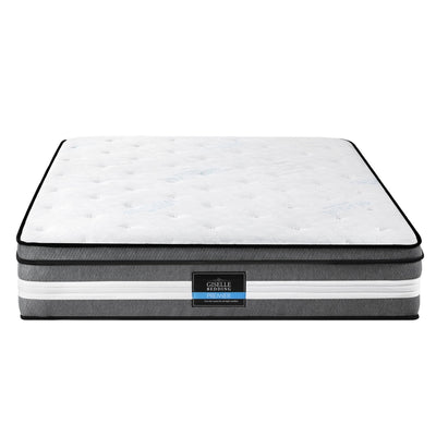 Lvory Euro Top Cooling Gel Pocket Spring Mattress 30cm Thick - King with quilted white top and gray sides