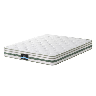 Mint Series Euro Top Mattress 20cm Thick – King with breathable fabric and medium-firm support in white and green design