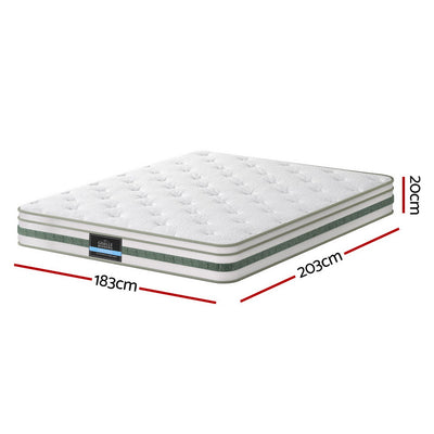 Mint Series Euro Top Mattress 20cm Thick – King size with breathable bamboo fabric and medium firm support