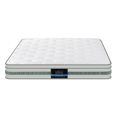 Mint Series Euro Top Mattress 20cm Thick – King with white quilted top and breathable green side panels on white background