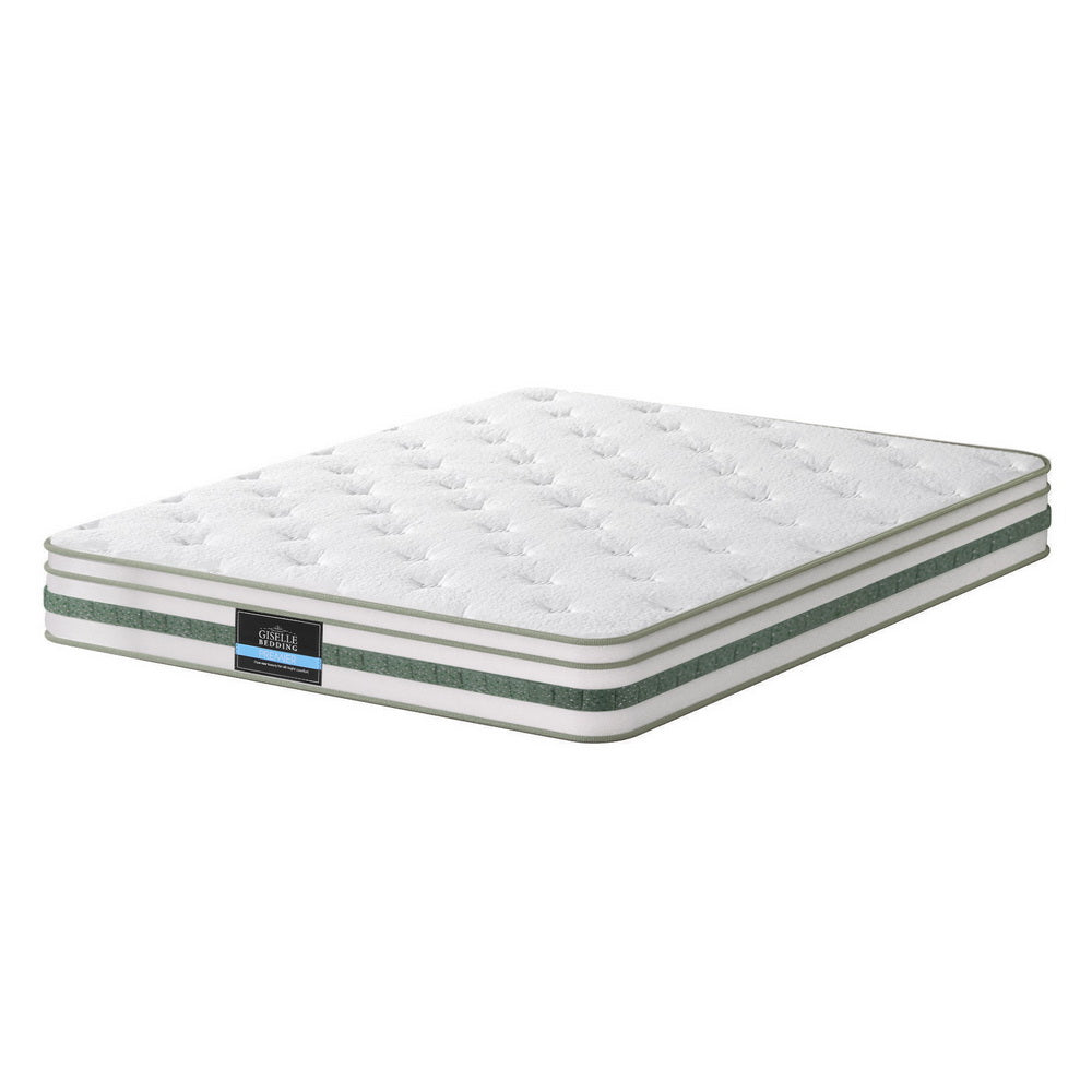 Mint Series Euro Top Mattress 20cm Thick – Queen with breathable bamboo fabric and medium firm support, shown on white background