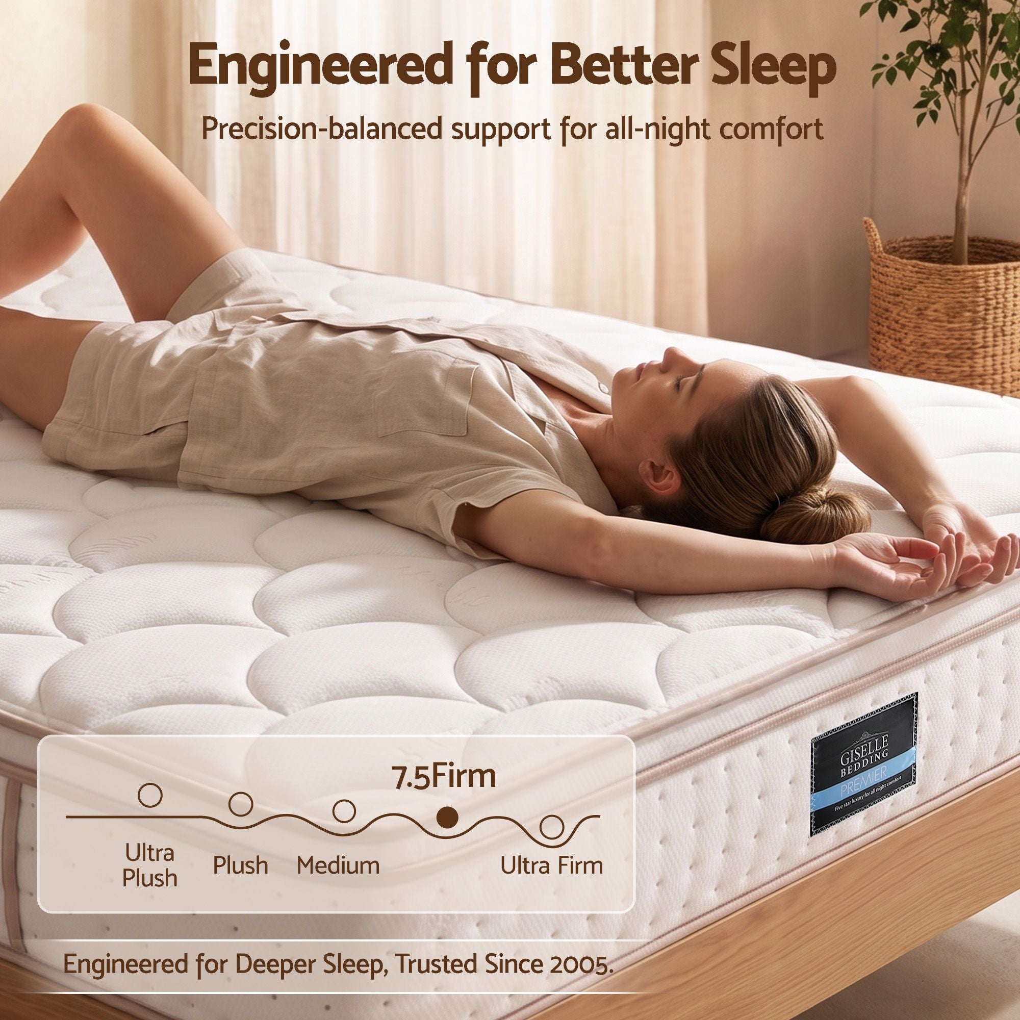 30cm King Spring Mattress with 5-Zone Firm Back Support and Tencel Cover - White