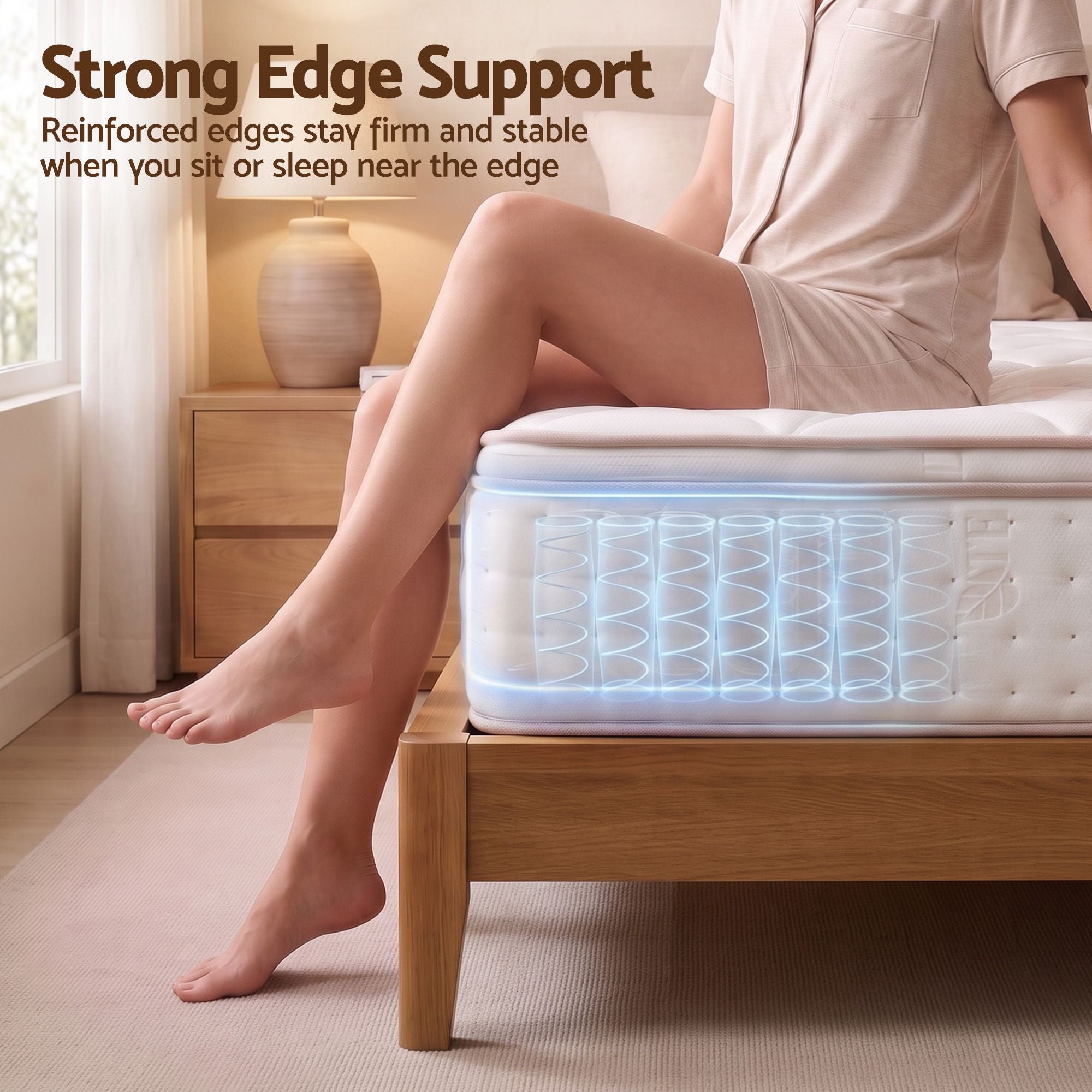 30cm King Spring Mattress with 5-Zone Firm Back Support and Tencel Cover - White
