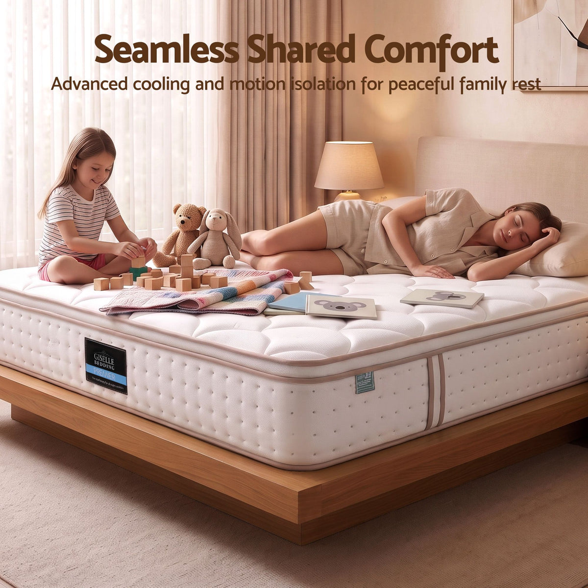 30cm Queen Spring Mattress with 5-Zone Firm Back Support and Tencel Cover - White