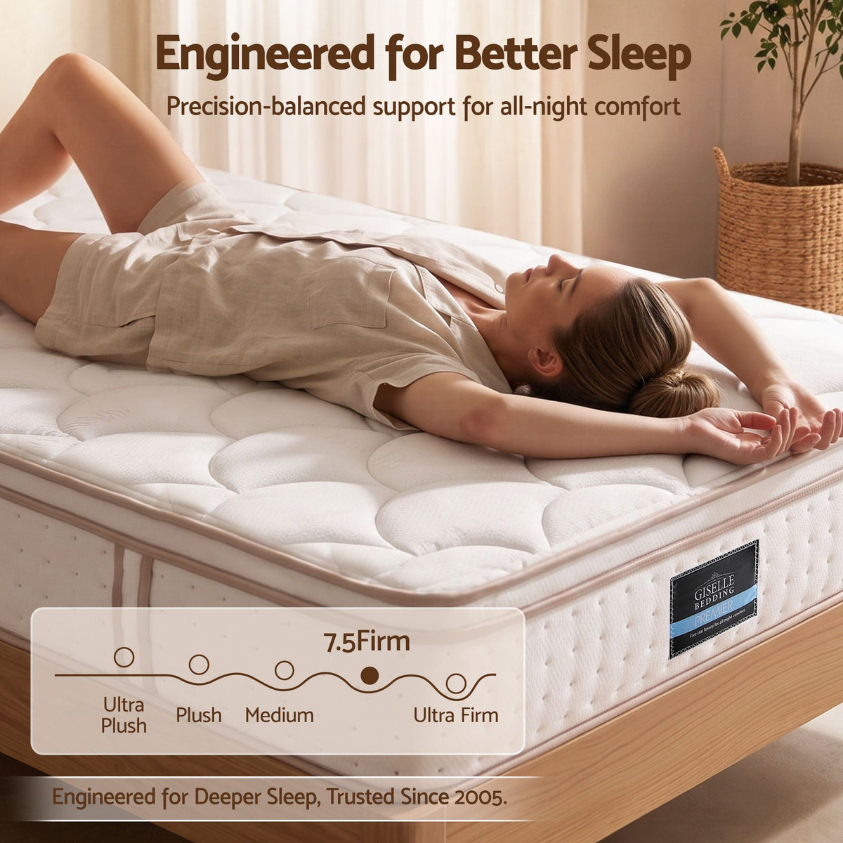 30cm Single 5-Zone Firm Spring Mattress with Tencel Cover - White