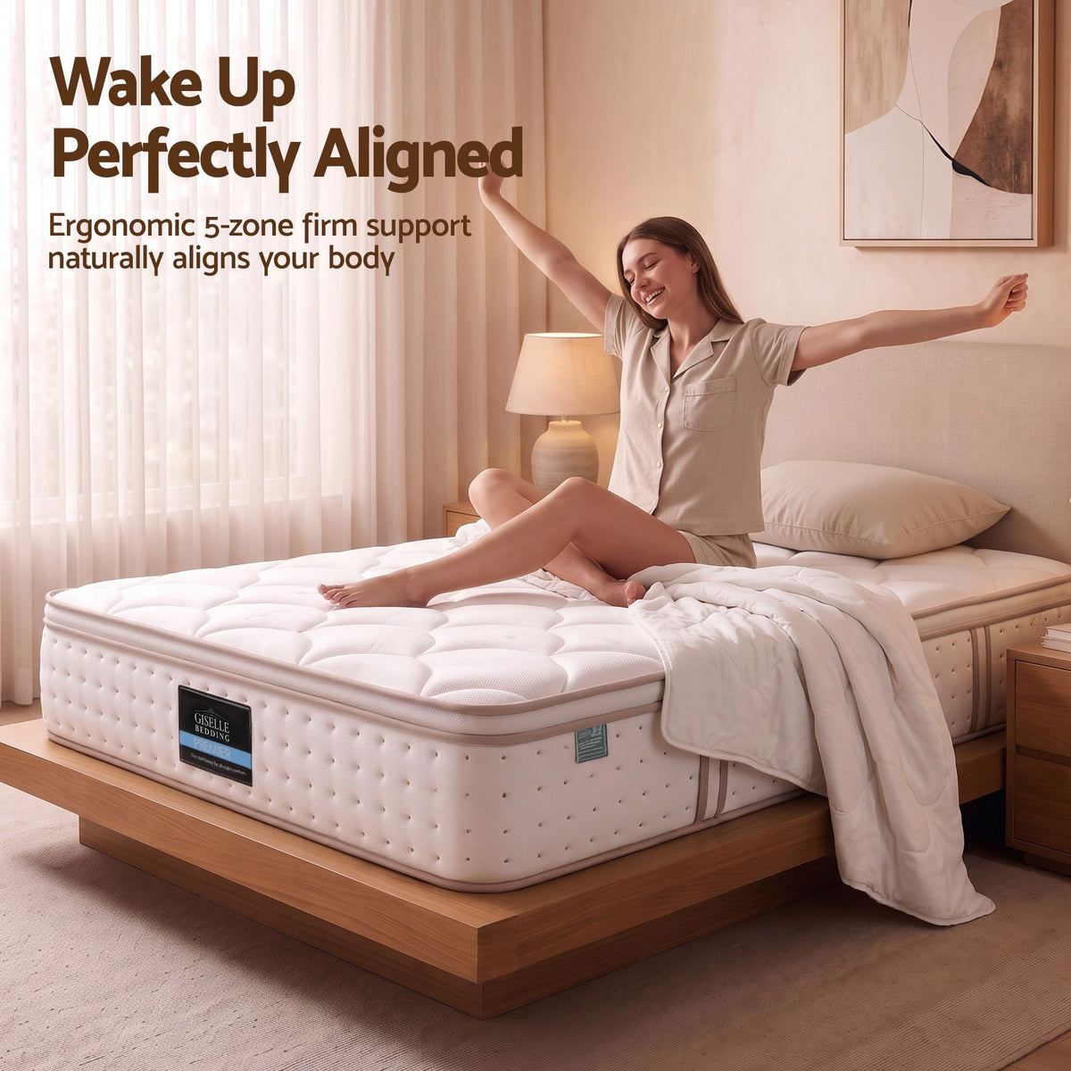 30cm Single 5-Zone Firm Spring Mattress with Tencel Cover - White