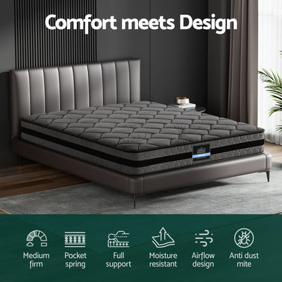 Wendell Pocket Spring Mattress 22cm Thick - King with medium firm support, pocket springs, and moisture resistant design