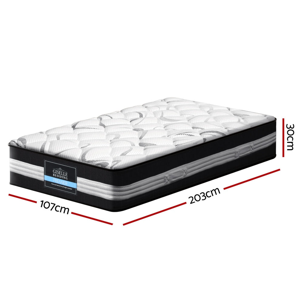 Mykonos Euro Top Pocket Spring Mattress 30cm Thick - King Single