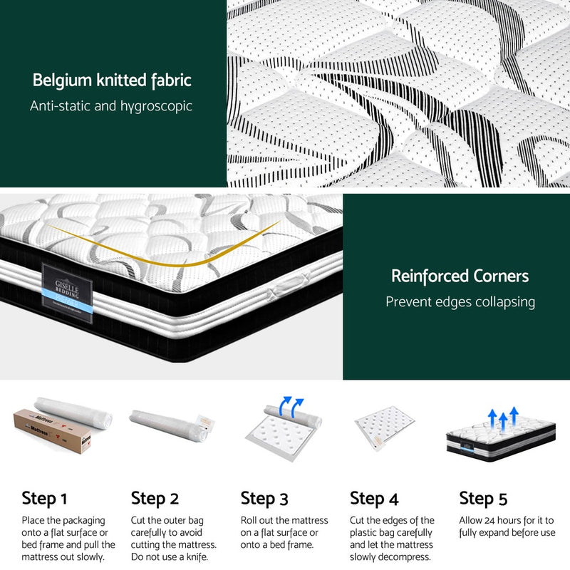 Mykonos Euro Top Pocket Spring Mattress 30cm Thick - King Single-6