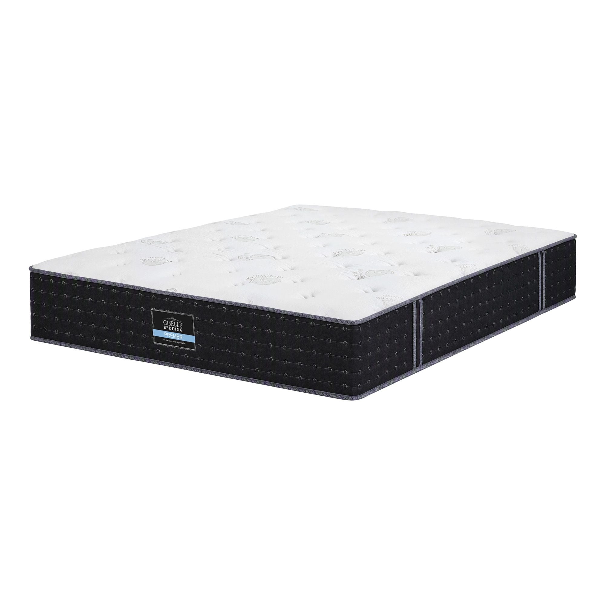 Double Reversible Spring Mattress 35cm with Cashmere Cover and Gel Foam - White/Charcoal