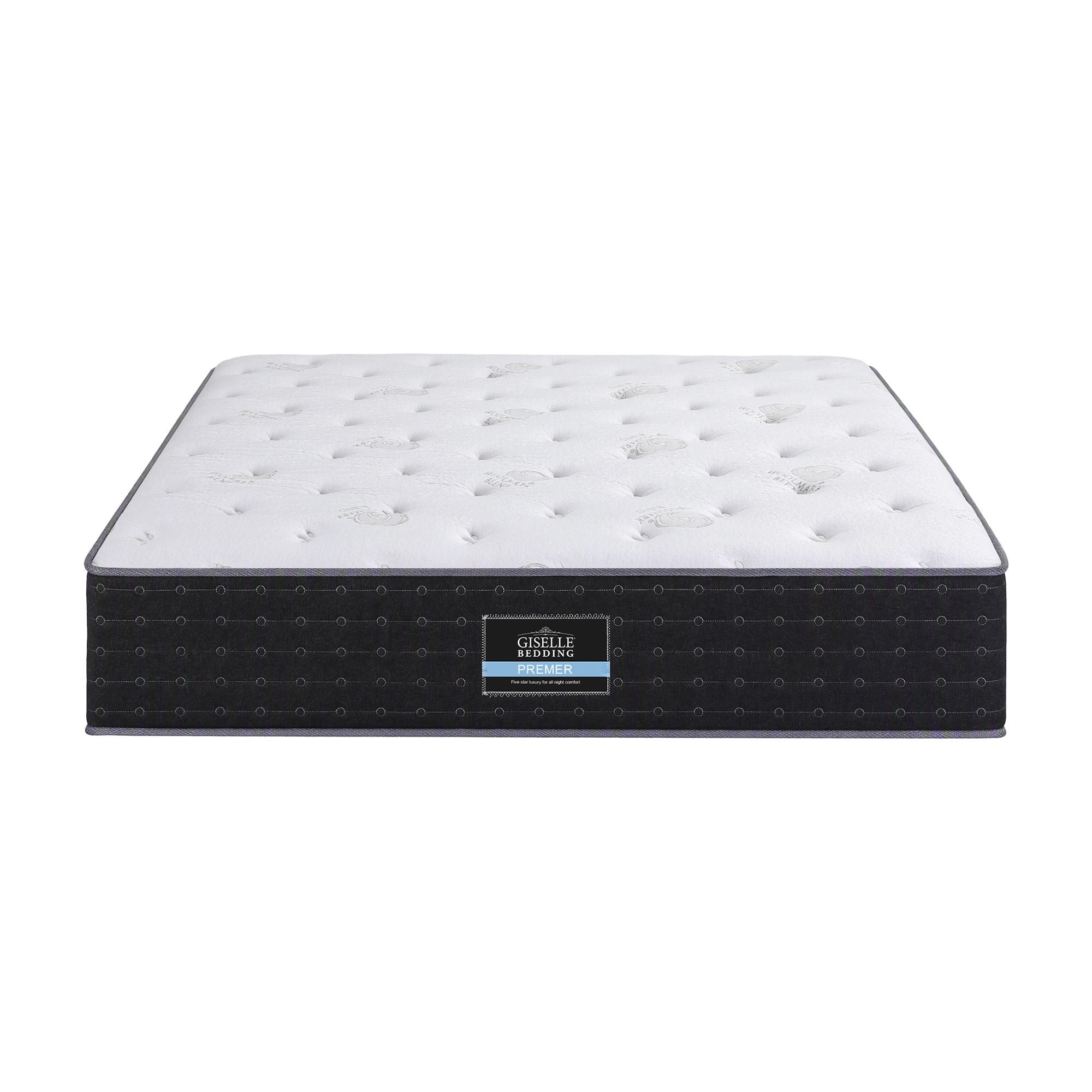 Reversible King Spring Mattress with Cashmere Cover and Gel Foam 35cm - White/Charcoal