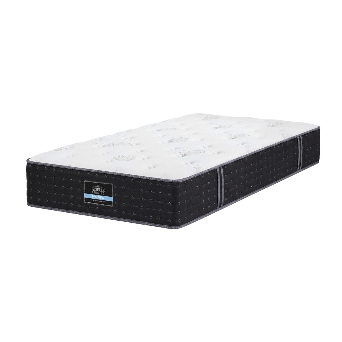 King Single Reversible Spring Mattress with Cashmere Cover and Gel Foam 35cm - White/Charcoal