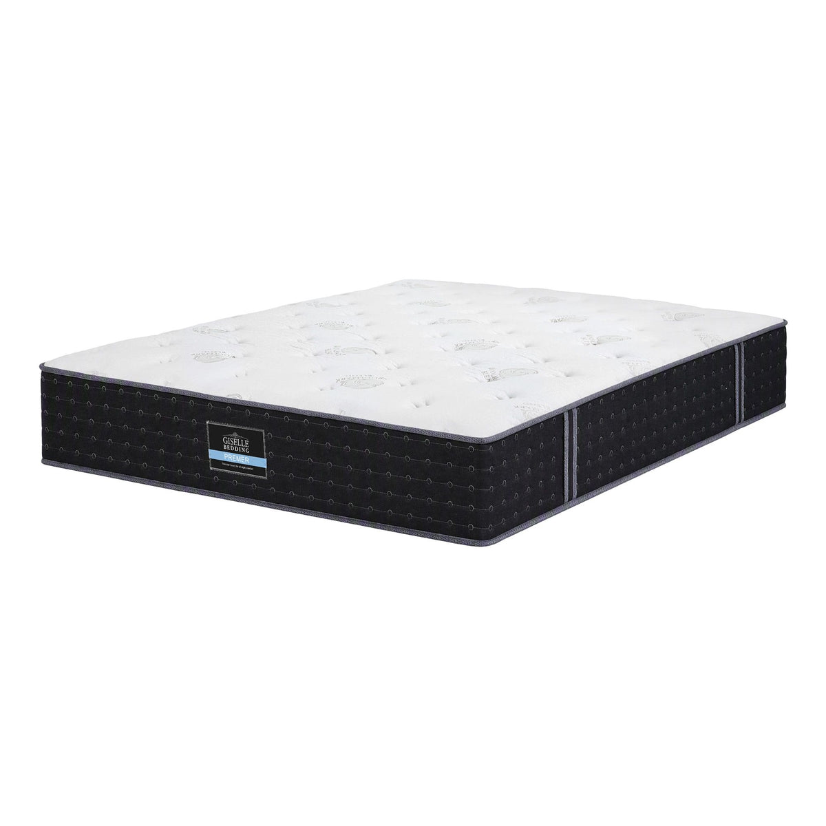 Queen Reversible Spring Mattress 35cm with Cashmere Cover and Gel Foam - White/Charcoal