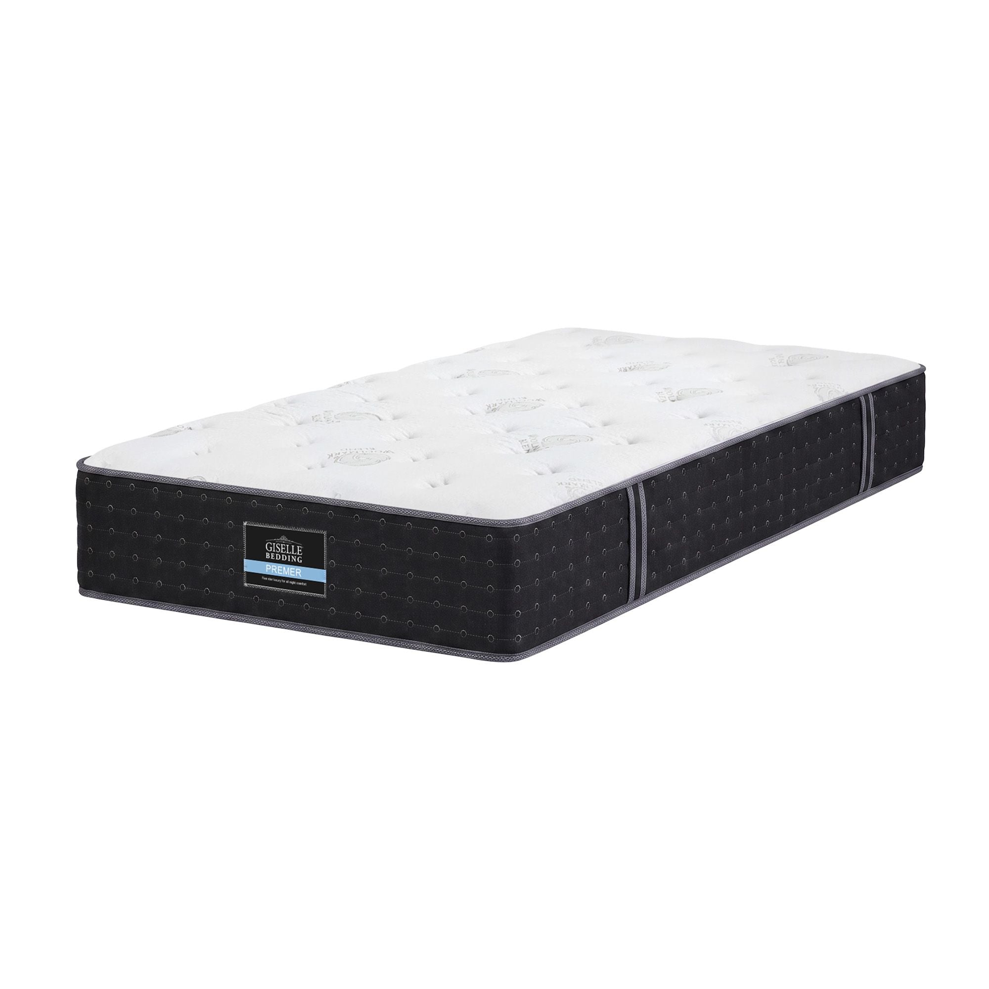 Single Reversible Spring Mattress with Cashmere Cover Gel Foam Firm 35cm - White/Charcoal