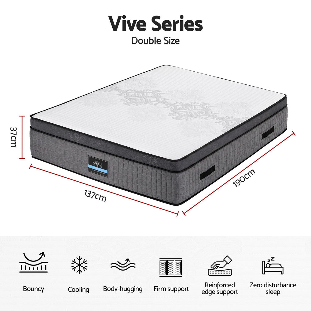 Double Mattress 37cm 4-in-1 Adjustable Firmness Cooling Gel Memory Foam Dual-Zone Flippable for Couples